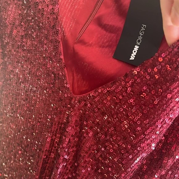 FASHION NOVA Burgundy Sequin Mini Dress - Picture 12 of 17